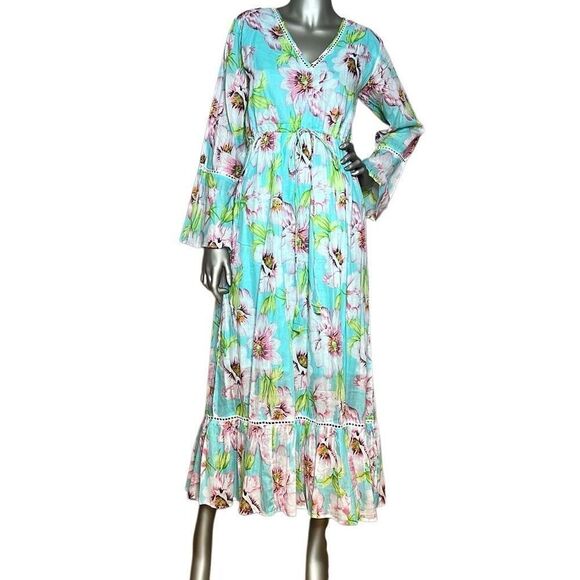 NWT Debbie Katz Lulu Dress Cotton Bohemian Floral (008) - Picture 1 of 13
